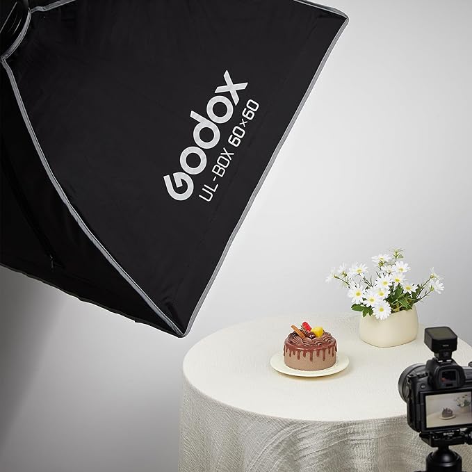 Godox 24”x24” Square Softbox with Bowens Mount, UL-BOX-60 24”/60cm Folding Quick Release Softbox Foldable Soft Box with Grid, Diffuser for Godox SMALLRIG/Neewer/Aputure