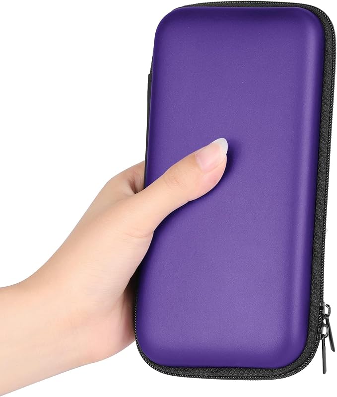 iMangoo Travel Essentials Electronics Organizer Charger Case Portable Dual Zipper Shockproof Pouch Tech Purse Cord Cable Pouches Power Bank Storage Accessories Bag for Women Men,6.5x3.2x1 Purple