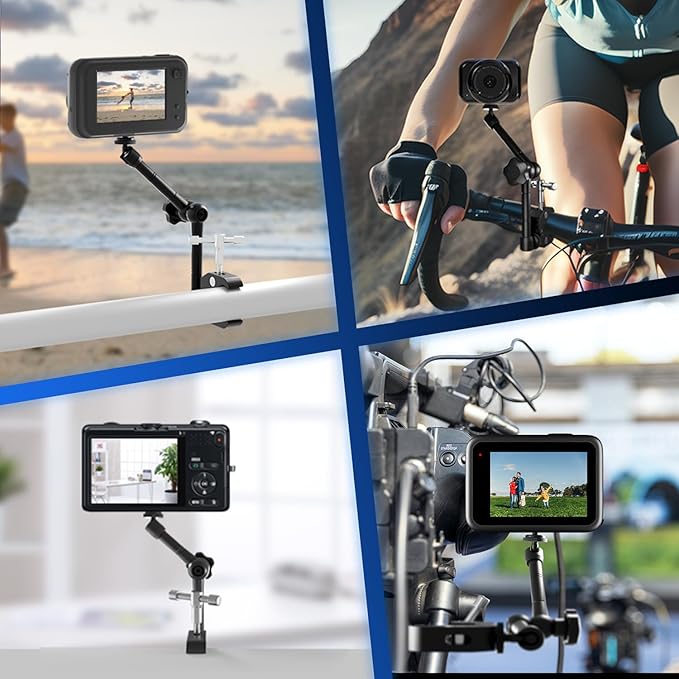 ATLI 11" Super Camera Clamp Mount Adjustable Magic Arm 1/4" and 3/8" Threads Compatible with Flash Led Light Monitor DSLR EON Camera