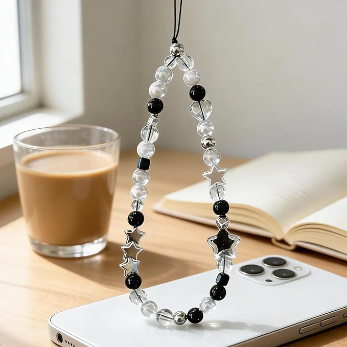 Beaded Camera Wrist Strap Cute Digital Camera Charm Lanyard Phone Charms Strap Beaded Camera Chain for Phone Bag Keychain