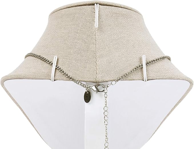 MOOCA Linen Covered Wood Jewelry Display Necklace Chain Jewelry Bust Stand, Necklace Display Mannequin Bust, 8 7/8" in Height, Tan Linen