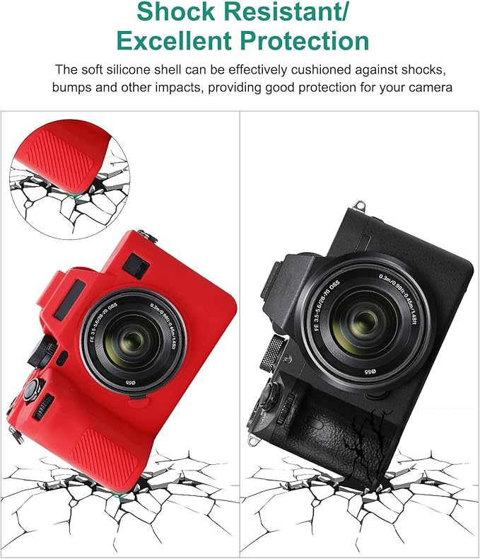 PULUZ Digital Camera Case for Sony A7 IV,Anti-Scratch Soft Silicone Protective Camera Case Camera Skin Case Cover(Red)