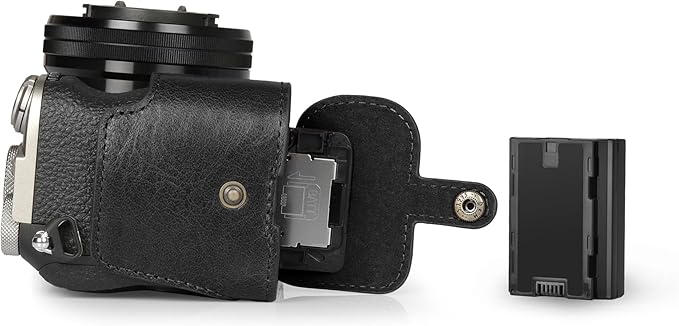 MegaGear Genuine Leather Half Camera Case for Sony Alpha a7C Mark II - Stylish and Protective - Black