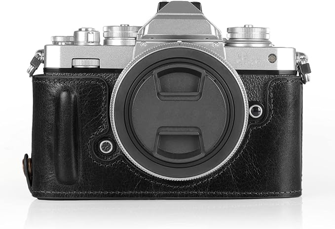 MegaGear MG2016 Ever Ready Genuine Leather Camera Half Case Compatible with Nikon Z fc (Black)