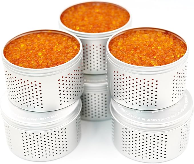 Gun Safe Dehumidifier 200g - Small Silica Gel Desiccant Canister, Moisture Absorber for Gun Cabinets & Safes, Protect 160 Cubic Feet, Silver, Aluminum Shell