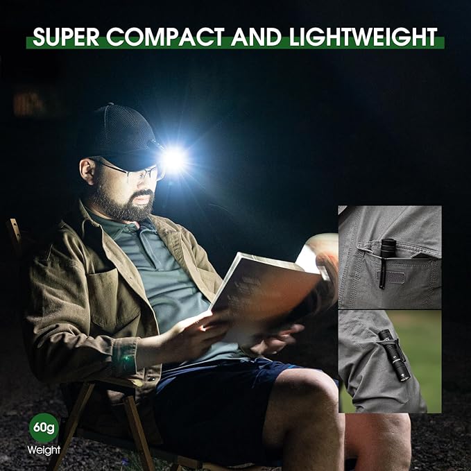 Rechargeable Flashlights 1200 Lumens EDC Flashlight, AA Pocket Flashlight High Lumens with Clip, Super Bright Small Flashlights, 4 Modes Flash Light for Camping, Home, and Emergencies (Black)