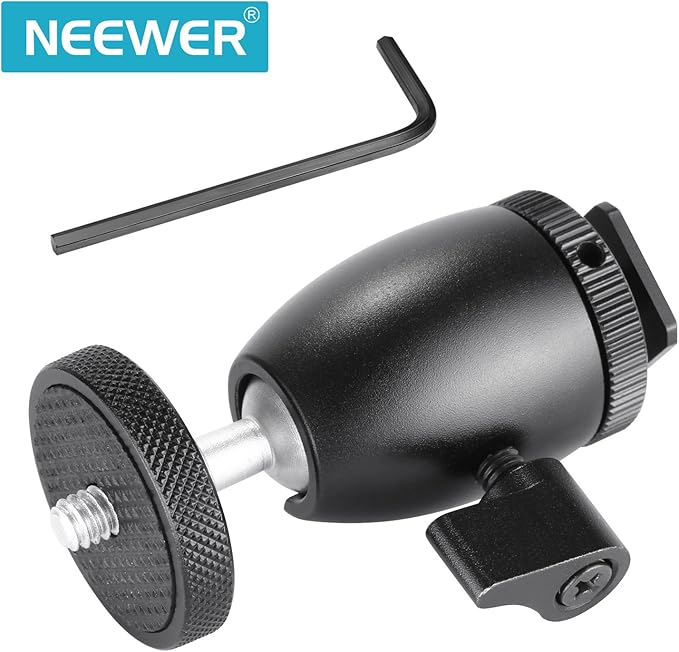 Neewer Mini Tripod Ball Head Mount, 1/4 inch Screw with Phone holder, Lock and Hot Shoe Mount Adapter Compatible with Compact DSLR Camera, LED Light,Ring Light,Load Up to 4.4 pounds/2 kilograms