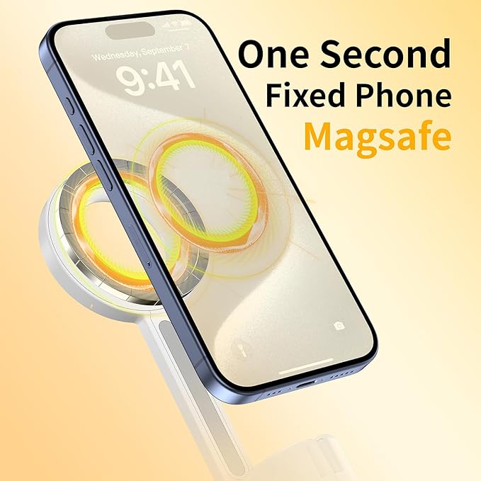 SEAJIC Magnetic Phone Tripod for iPhone 54" Selfie Stick Tripod with Remote and Metal Ring, Phone for Video Recording, Cell Phone Mount Stand for Cellphone (White)