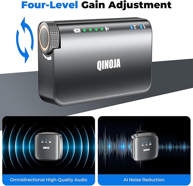 Wireless lavalier Microphone for iPhone/Cameras/Computers - AI Noise Cancellation, with Charging Dock, mini Magnetic Wireless Microphone, Perfect for vlogging and Live Streaming