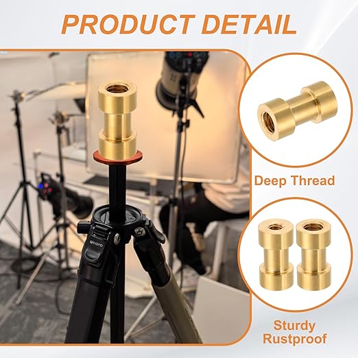 PATIKIL Camera Spigot Screws Converter 1/4" to 3/8" Female to Female, 5 Pack Tripod Screw Adapter Spigot Stud for Light Stand Hot Shoe Cold Shoe Adapter Ball Head Flash, Yellow