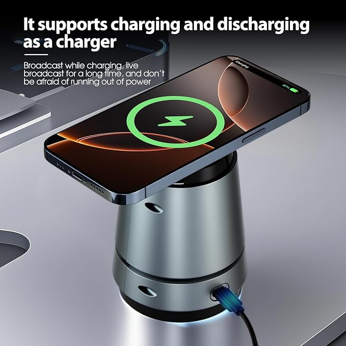 Auto Face Tracking Tripod & Wireless Charger,360° Rotating Cell Phone Photo Video Kits,No App, Gesture Control, Rechargeable Smart Shooting Stand,Wireless Charging for iPhone/Samsung Galaxy