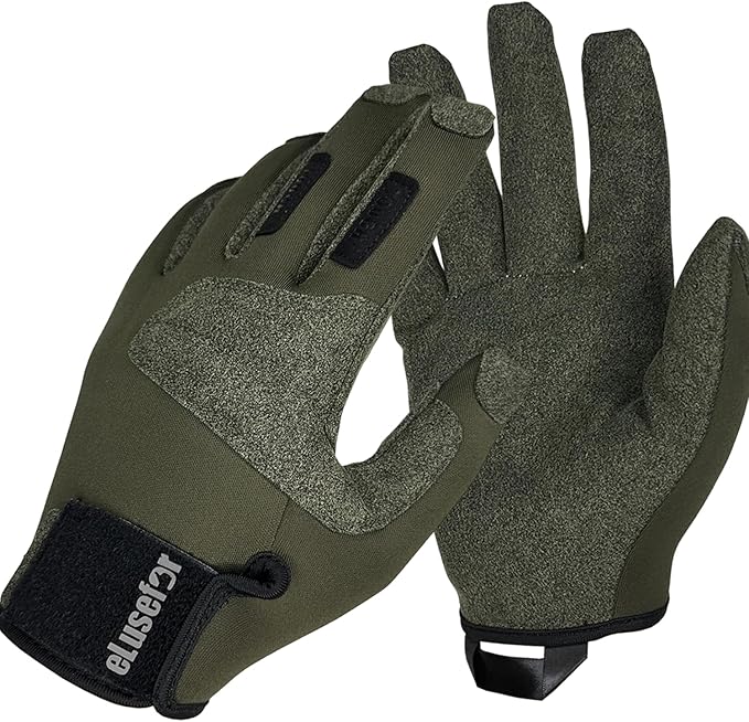eLusefor Natural Tactile Shooting Glove: Seamless Wrap-Fingers Design, 360° Touchscreen Freedom, Customizable Badge