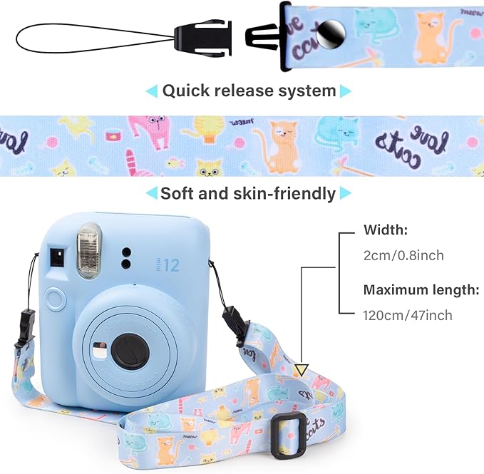 VOVMOEYA Camera Strap Kids,Camera Lanyard Neck Strap kids,iPad Strap for Kid,Children Camera Strap for Fujifilm mini Camera Kodak Smile + Smile plus (Blue)