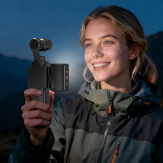 VRIG LED Light for DJl OSMO Pocket 3 Accessories, 360° Adjustable Mini Selfie Vlog Video Auxiliary Fill Lighting,500mAh, 5800K, CRI ≥95, IPX4 Water Resistance,Brightness 3 Levels Adjustable