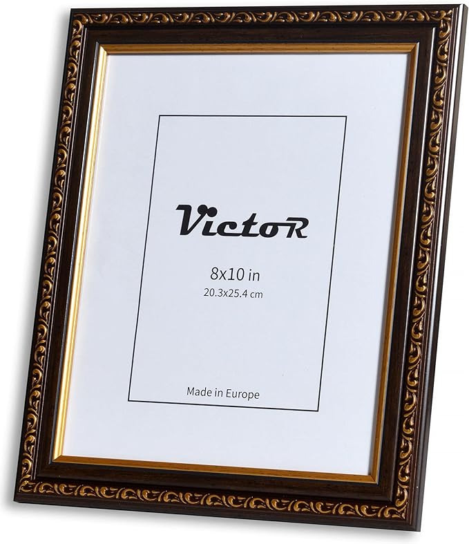 VictoR Picture Frame Chagall 8x10 Black Gold - Vintage Picture Frames with Shutterproof Acrylic Glass - 8 x 10 Photo Frame - Black Picture Frames - Antique - only for hanging