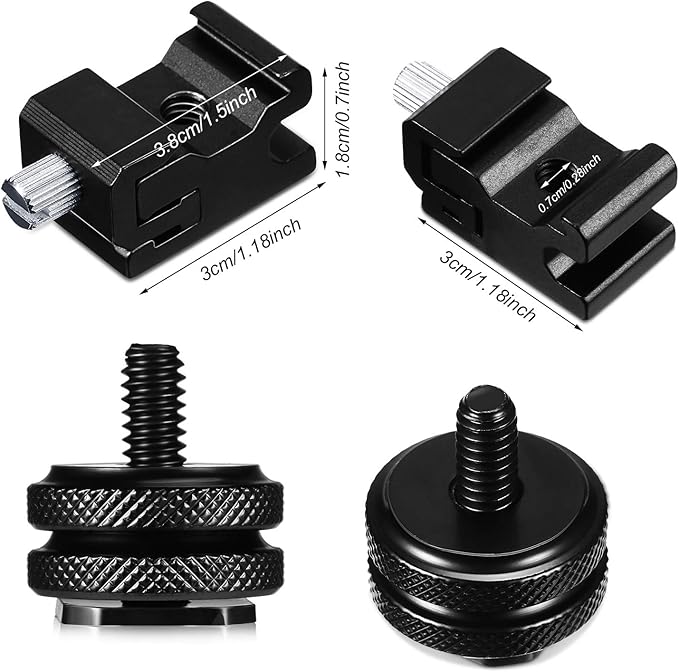 8 Pieces 1/4 Inch Cold Shoe Mount Adapter and Hot Shoe Flash Stand Adapter Kit for DSLR Camera Rig, Camera Flash Shoe Mounts for Tripod