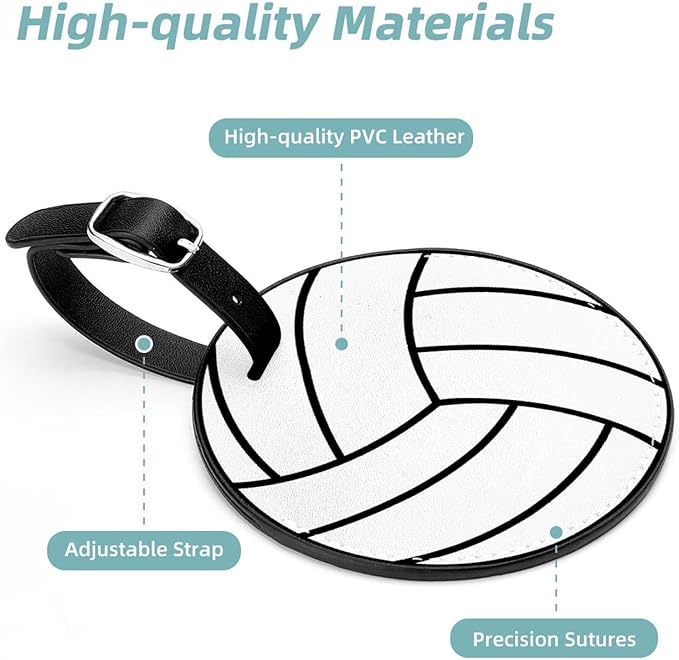 Leather Luggage Tag for Suitcase Women Kids, Volleyball