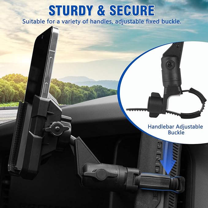 A Pillar Grab Handle Phone Mount Adjustable direction mobile phone holder Compatible with Jeep/Bronco/F-150/F-250/F-350/Chevrolet Silverado/GMC Sierra/Dodge Ram/Land Cruiser Fit for iPhone 14 15 16