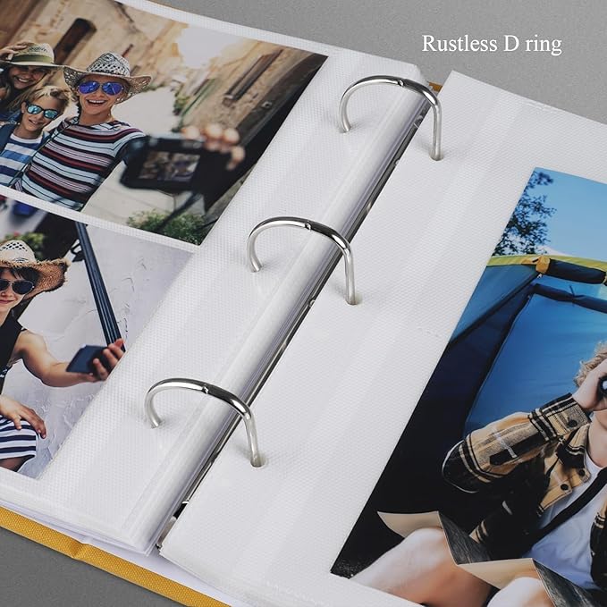 1DOT2 Photo Album 4x6 Photos Hold 200 or 5x7 Pictures Hold 100, 3 Ring Binder Photo Albums Linen Cover with 6-Tab Index Dividers Photo Book Acid Free Albums 4x6 5x7 for Wedding Baby (Indian Yellow)