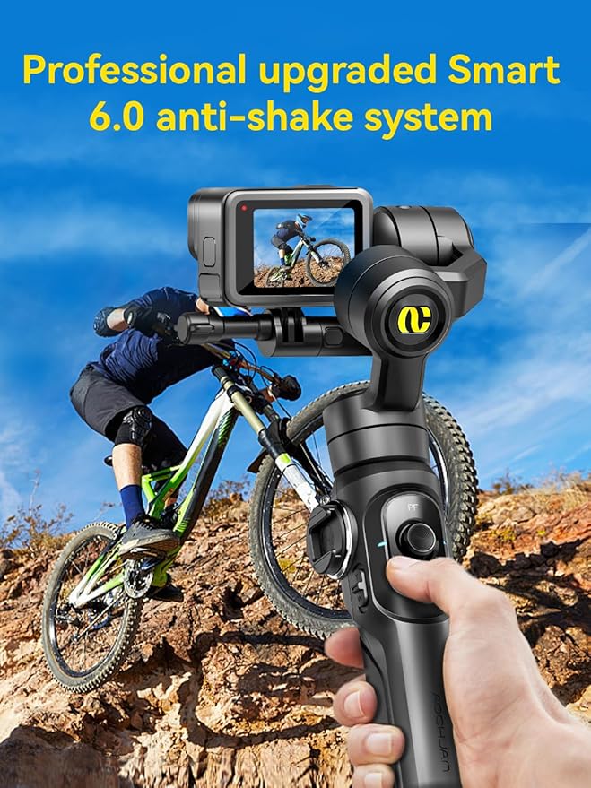 AOCHUAN Gimbal Stabilizer for Go Pro, Handheld Gimbal with 360° Rotation for Video Recording, 3-Axis Gimbal Stabilizer Compatible with Gopro Hero 12/11, Osmo Action, Insta360 ONE R,Sony RX0-Smart G1