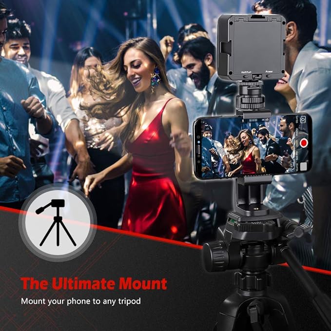 Zeadio Tripod Smartphone Mount, Cell Phone Holder Adapter Clamp with Cold-Shoe Mount, Selfie Stick and Monopod Adjustable Clamp, Fits for All iPhone and Android Smartphones