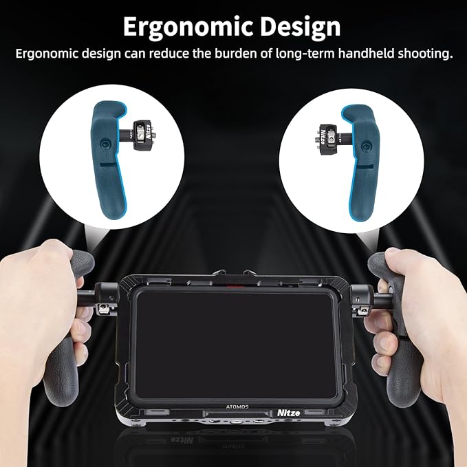 Nitze Side Handle Kit with 1/4" Screw and Retractable Locating Pins, 360° Adjustable Left and Right Side Handles for Smartphone/iPad/Monitor/Camera Cages - PA32D