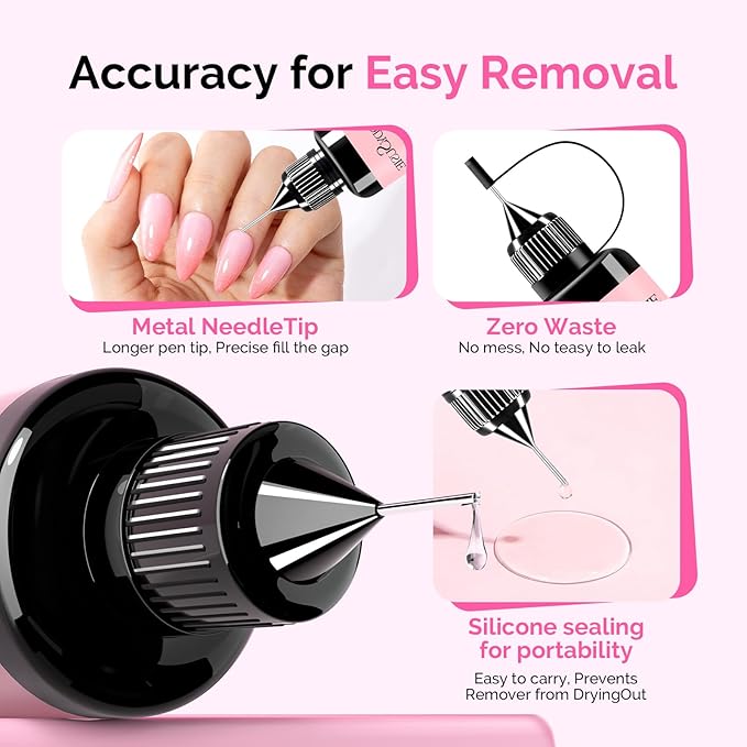 MelodySusie 2PCS Nail Glue Remover for Press on Nails, Acetone Free Nail Polish Remover Multi-Functional Liquid for Removing Glue from Nail Tips Full Cover Nails for Home and Salon Use