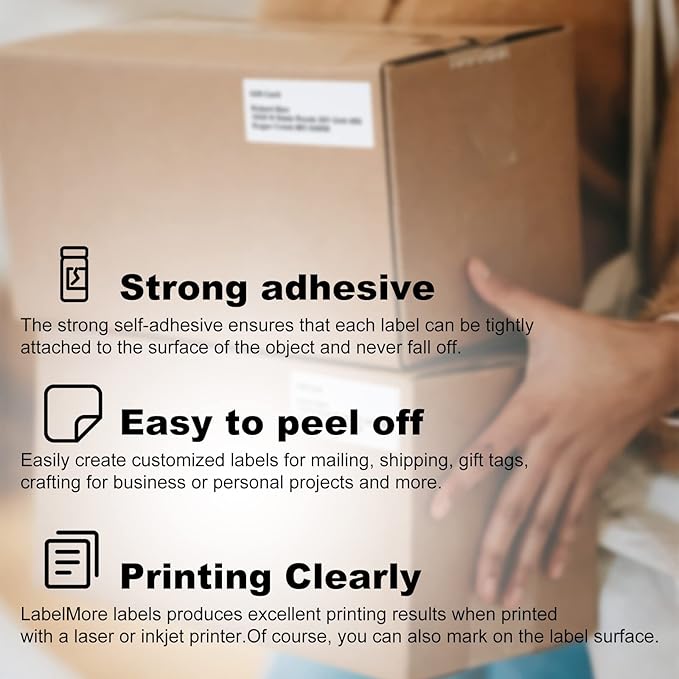 LabelMore 10 up Labels 2'' x 4" Shipping Address Labels for Laser and Inkjet Printers (1000 Sheets, 10,000 Labels)