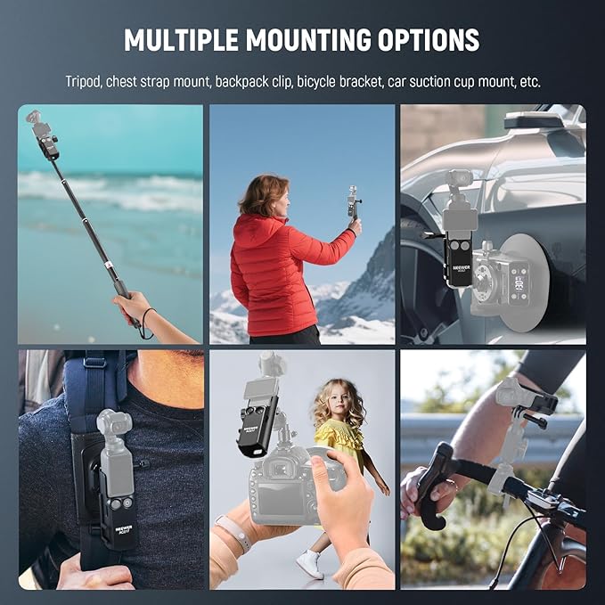 NEEWER Basics Pocket 3 Extension Adapter & Selfie Stick for Tripod Compatible with DJI Osmo Pocket 3, Expansion Cage Frame Mount Kit, Gimbal Camera Vlogging Video Recording, GP-59