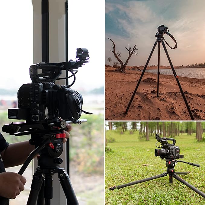 IFOOTAGE Gazelle TC9 Carbon Camera Tripod, 65" Professional Video Tripod,Komodo K7 Fluid Tripod Head, Heavyweight Fluid Video Head,for Professional Photography,Vlogging and Video Production