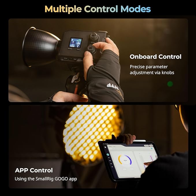 SmallRig RC 100B COB Video Light, 100W Bi-Color 2700K-6500K, Type-C PD Fast Charging, Built-in Battery Plate, with App Control for Photography, Photo Studio, Standard Version (Without Battery) 4893