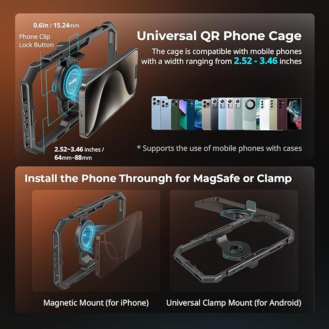 SmallRig Pro Phone Stabilizer Video Rig Kit, All-in-One Creator Bundle with LED Light, Mic,Table Tripod, Dual Handles for Live Streaming, for Creator, for iPhone 17/16/15 Pro, Android