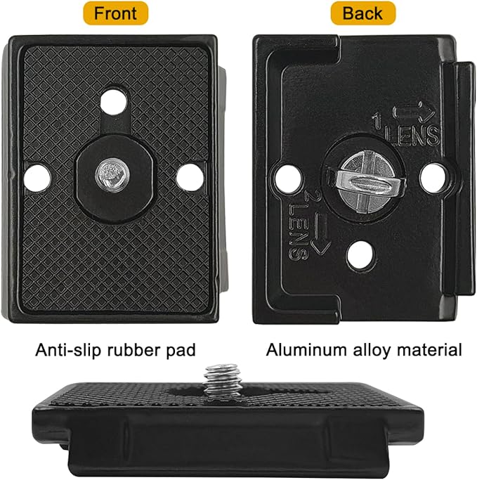 2 Pack Quick Release Plate, Tripod Quick Release Adapter Compatible for Manfrotto 200PL-14 QR Cameras Tripod, Camera Mounting Adapter with 1/4" and 3/8" Screws Ball Head Parts Replacement Adapter