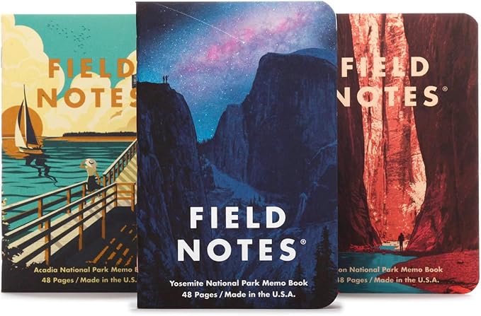 Field Notes: National Parks Series (Series A - Yosemite, Acadia, Zion) - Graph Paper Memo Book 3-Pack - 3.5 x 5.5 Inch