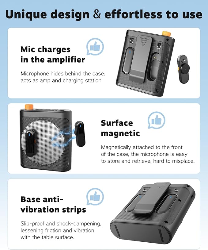 Tearstone Voice Amplifier for Teachers with Wireless Magnetic Lavalier Microphone, Bluetooth Portable Rechargeable Speaker, 2 Mics for Classroom, Meetings, Speeches, Outdoor (Black)