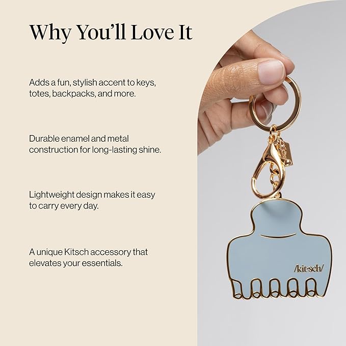 Kitsch Cute Keychain For Car Keys- Bag Charm for Handbags | Premium Zinc Alloy, Enamel Paint | Durable, Lightweight, Stylish Kawaii Keychain Charm, Teen Girl Gifts Trendy Stuff- Hair Clip in Haze Blue