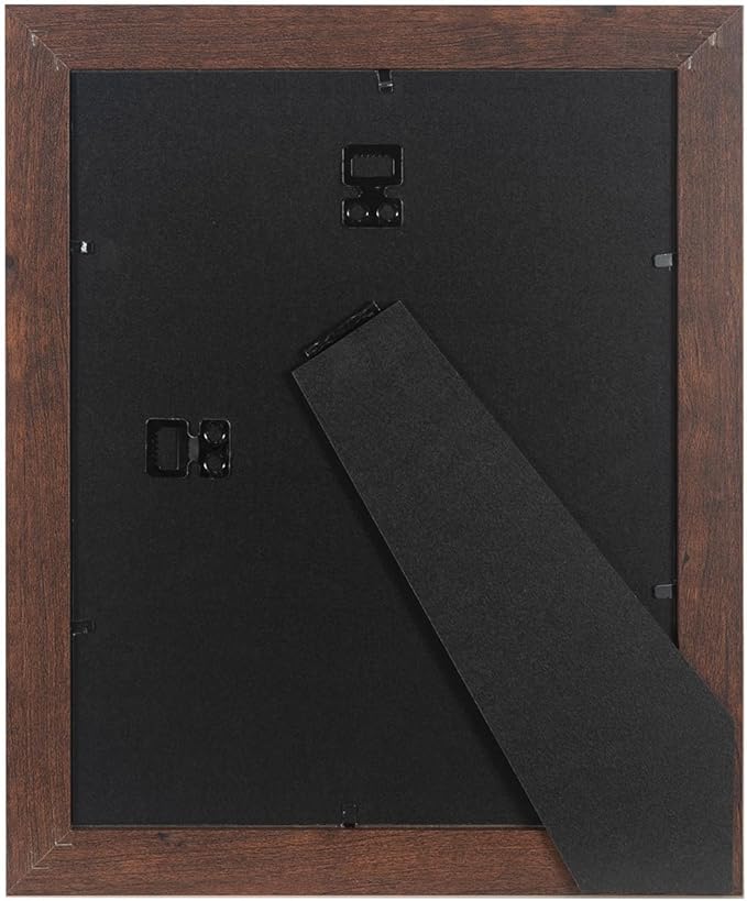 kennethan 2 Pcs Dark Brown Frame Set - 8x10 or 5x7 Picture with Mat or Without Mat on the Wall