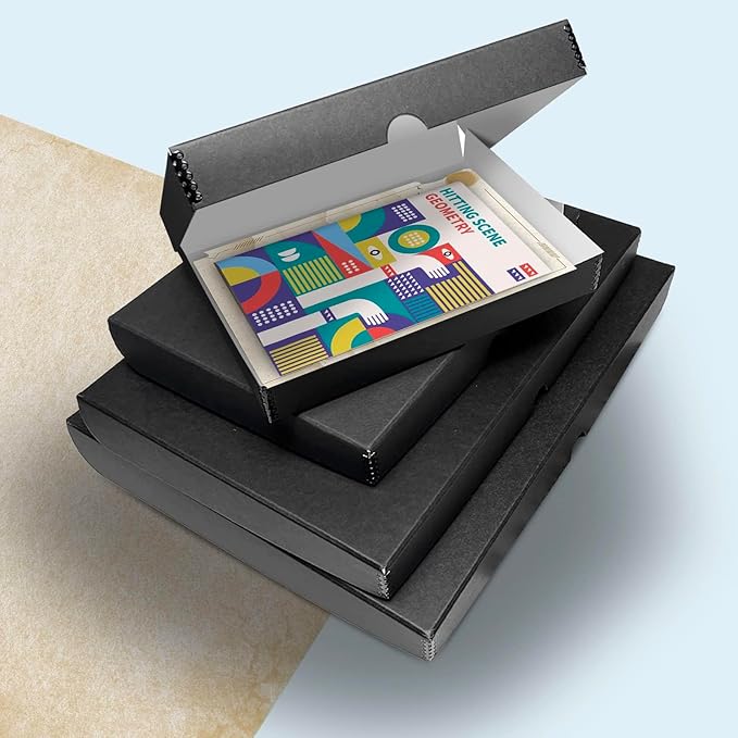 Golden State Art, Archival Folio Storage Box 16x20, Clamshell Design with Metal Edge, Preserve and Store Photos Documents Cards Prints Arts Crafts DIY, Black, Pack of 2