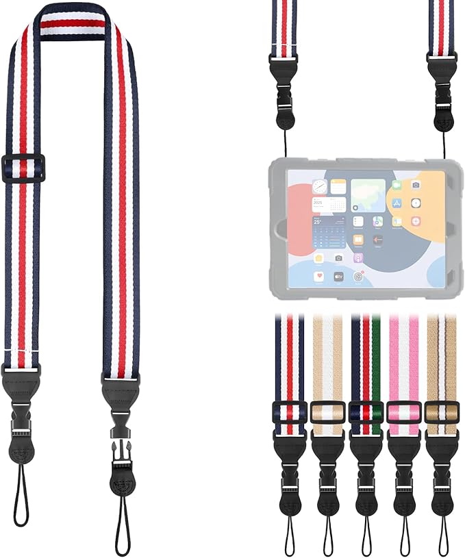 Adjustable Shoulder Strap, Comfortable for Camera Neck Lanyard iPad Strap iPad Strap for iPad, Camera, Binocular, Crossbody, Tablet, Laptop, Binocular, Luggage Bag(Red, White & Black A77)
