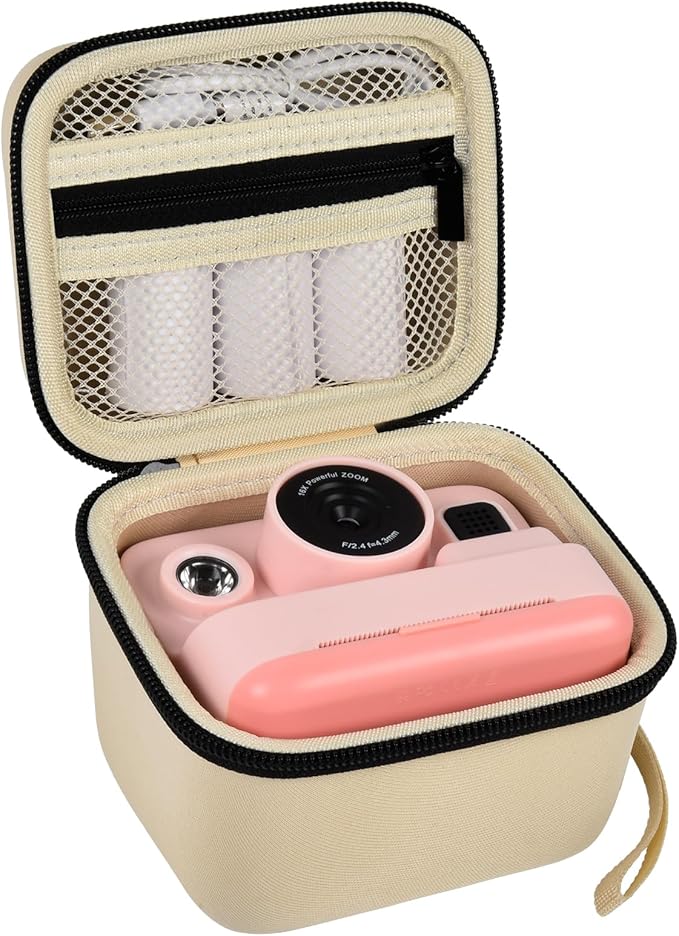 ANKHOH Case for Dylanto/for DUDUDRAGON/for Yehtta/for Gofunly/for LETSHAH Kids Camera Instant Print, 1080P Kid Cameras Storage Organizer Gifts Bag for Printing Paper and Toy Accessories,Beige-Only Box