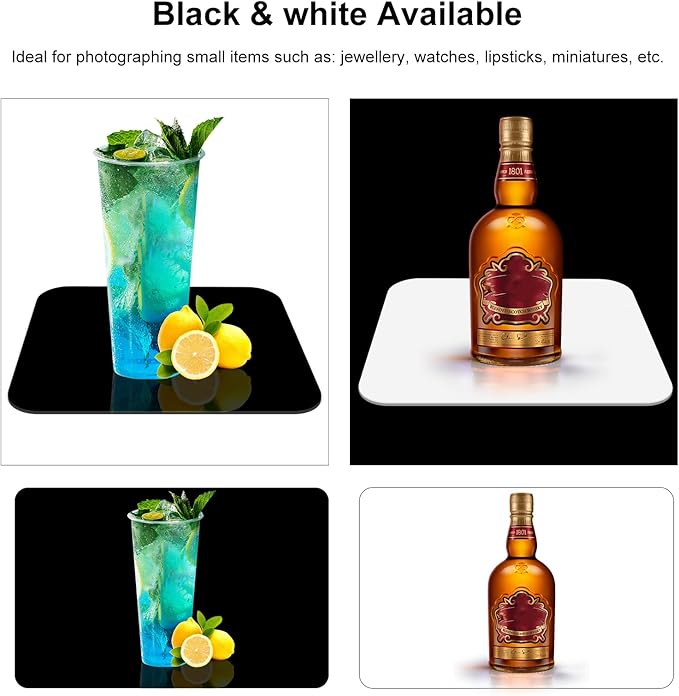 PULUZ 40cm/ 15.7 inch White & Black Acrylic Reflective Display Table Background Board for Small Product Table Top Photography Shooting (16 x 16 inch)