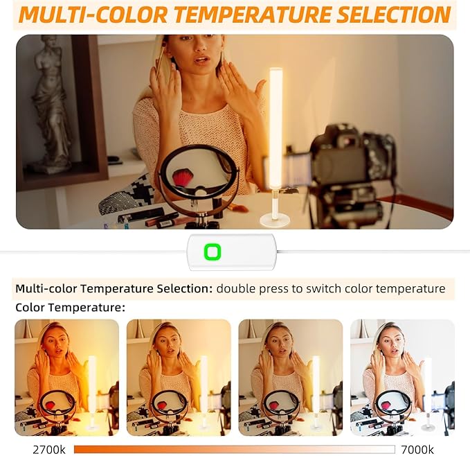 MY BEAUTY LIGHT LED Vanity Lights for Mirror, Dimmable and Color Temperature Changeable LED Makeup Lights, Height Adjustable 24V Fill Light for Selfie, Video Recording Conference Lighting (Pack of 2)