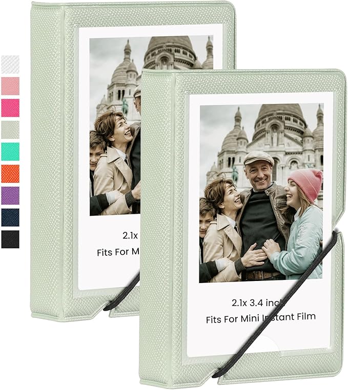 Lifting 2 Pack Mini Photo Album with 28 Pocket 2x3 Inch Pictures Fits for Fujifilm Instax Mini 7s 8 9 11 25 26 40 50s 90 Evo Z2300 Instant Camera, Polaroid Snap,Kpop Photocard Holder (Mint Green)