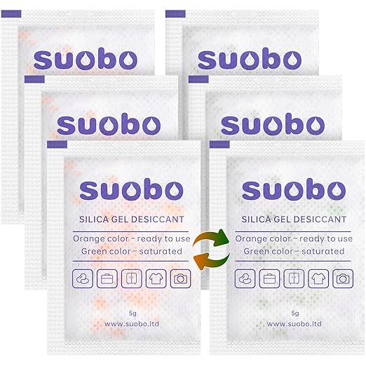 Silica Gel Packets, 5 Gram 120 Packs Moisture Absorbers for Food Grade, Desiccant Packs for Storage with Color Indicating, Rechargeable Silica Packets for Food Storage, Shoe Boxes, 3D Filaments, Safes