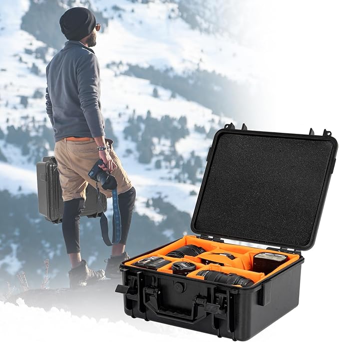 GYXZ Protective Camera Case 11 X 9 X 5.7 Inch Shockproof Water-resistant with Adjustable Dividers (Can hold cameras, pistols, gear, equipment)