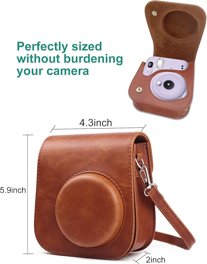 Camera Case Compatible with Fujifilm Instax Mini 11/9/8 Camera Bag，Protective Camera Pouch with Adjustable Shoulder Strap(Brown)