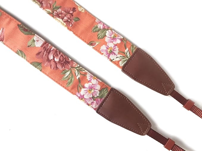 Alled Camera Strap Neck, Adjustable Vintage Orange Floral Camera Straps Shoulder Belt for Women/Men,Camera Strap for Nikon/Canon/Sony/Olympus/Samsung/Pentax ETC DSLR/SLR