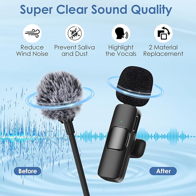 9 Pcs Mini Wireless Foam Microphone, Lavalier Microphone Sponge Mini Foam Cover Set to Reduce Plosive and Better Highlight the Vocals, Washable and Windproof Wind Screen