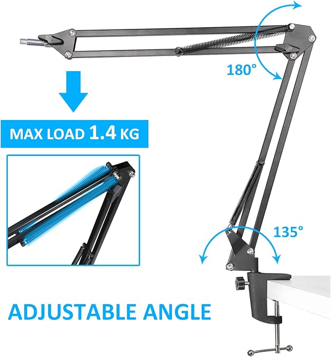 HyperX SoloCast Mic Boom Arm Stand - Professional Adjustable Scissor Microphone Boom Arm with Cable Sleeve Compatible with HyperX SoloCast Microphone by YOUSHARES