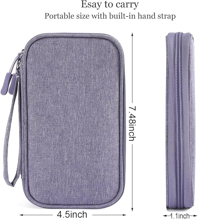 Electronics Organizer Travel Bag, Small Cable Organizer Case Waterproof Accessories Pouch, Travel Electronic Carrying Case for Cable, Cord, Charger, Phone, Power Bank, Earphone (Purple)